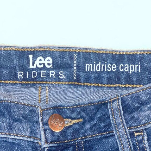 Lee Riders Midrise Capri Jeans Women 30x22 Blue Denim Ankle Cropped Pockets - Picture 2 of 8